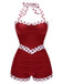 Costumi intero patchwork scollo all'americana bordeaux anni '40