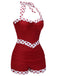 Costumi intero patchwork a pois blu anni '40