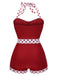 Costumi intero patchwork a pois blu anni '40