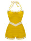 Costumi intero patchwork scollo all'americana giallo anni '40