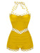 Costumi intero patchwork a pois blu anni '40