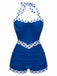 Costumi intero patchwork a pois blu anni '40