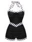 Costumi intero patchwork a pois nero anni '40