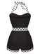 Costumi intero patchwork a pois blu anni '40