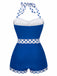 Costumi intero patchwork a pois blu anni '40