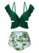 Costumi spalline sottili e volant floreale verde anni '40