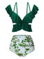 Costumi spalline sottili e volant floreale verde anni '40