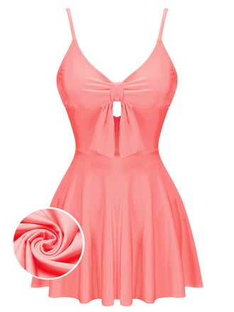 Costumi intero con fiocco spalline sottili rosa anni '40