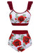 Costumi con rose floreale volant rosso  anni '40