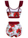 Costumi con rose floreale volant rosso  anni '40
