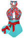 Costumi spalline incrociate motivo floreale a papillon anni '50