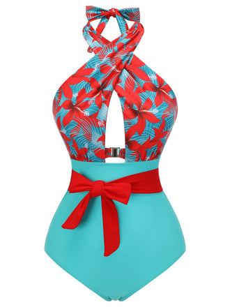Costumi spalline incrociate motivo floreale a papillon anni '50
