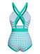 Costumi intero a pois vita cava fiocco verde anni '40