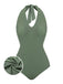 Costumi intero floreale scollo all'americana verde anni '40