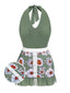 Costumi intero floreale scollo all'americana verde anni '40