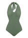 Costumi intero floreale scollo all'americana verde anni '40
