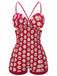 Costumi intero stampa floreale con spalline rosso anni '50