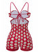 Costumi intero stampa floreale con spalline rosso anni '50