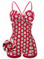 Costumi intero stampa floreale con spalline rosso anni '50