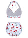 Costume da bagno bianco ciliegia anni '50