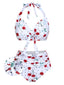 Costume da bagno bianco ciliegia anni '50