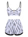 Costumi increspature dell'acqua con spalline patchwork anni '50