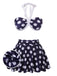Costumi a pois scollo all'americana  blu navy anni '40