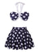 Costumi a pois scollo all'americana  blu navy anni '40