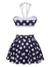 Costumi a pois scollo all'americana  blu navy anni '40