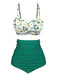 Costumi plissettato spalline a margherita verde anni '50