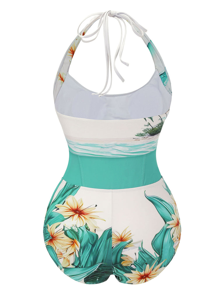 Costumi intero palme da cocco e spiaggia anni '50