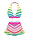 Bikini a contrasto fiocco volant a righe nere anni '50