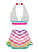 Bikini a contrasto fiocco volant a righe nere anni '50