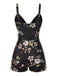 Costumi intero motivo floreale spalline sottili nero anni '40