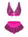 Set Bikini stampa zebrata spalline sottili rosa  anni '50
