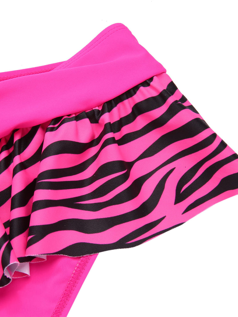 Set Bikini stampa zebrata spalline sottili rosa  anni '50