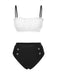 Set bikini in pizzo colorblock bianco e nero anni '30