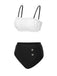 Set bikini in pizzo colorblock bianco e nero anni '30