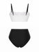 Set bikini in pizzo colorblock bianco e nero anni '30