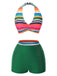 Costumi a righe boho e copricostume multicolore anni '70