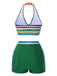 Costumi a righe boho e copricostume multicolore anni '70