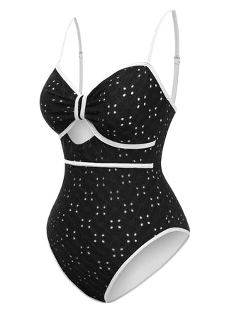 Costumi intero con spalline e finiture a contrasto anni '60