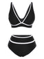 Set bikini a vita alta con finiture a contrasto anni '50