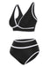 Set bikini a vita alta con finiture a contrasto anni '50