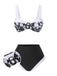 Set bikini silhouette floreale Hepburn nero anni '40