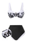 Set bikini silhouette floreale Hepburn nero anni '40