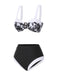 Set bikini silhouette floreale Hepburn nero anni '40