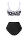 Set bikini silhouette floreale Hepburn nero anni '40
