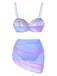 Set Bikini conchiglia spalline di perle blu anni '60