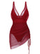 [Prevendita] Costumi intero in rete trasparente con spalline rosso anni '50